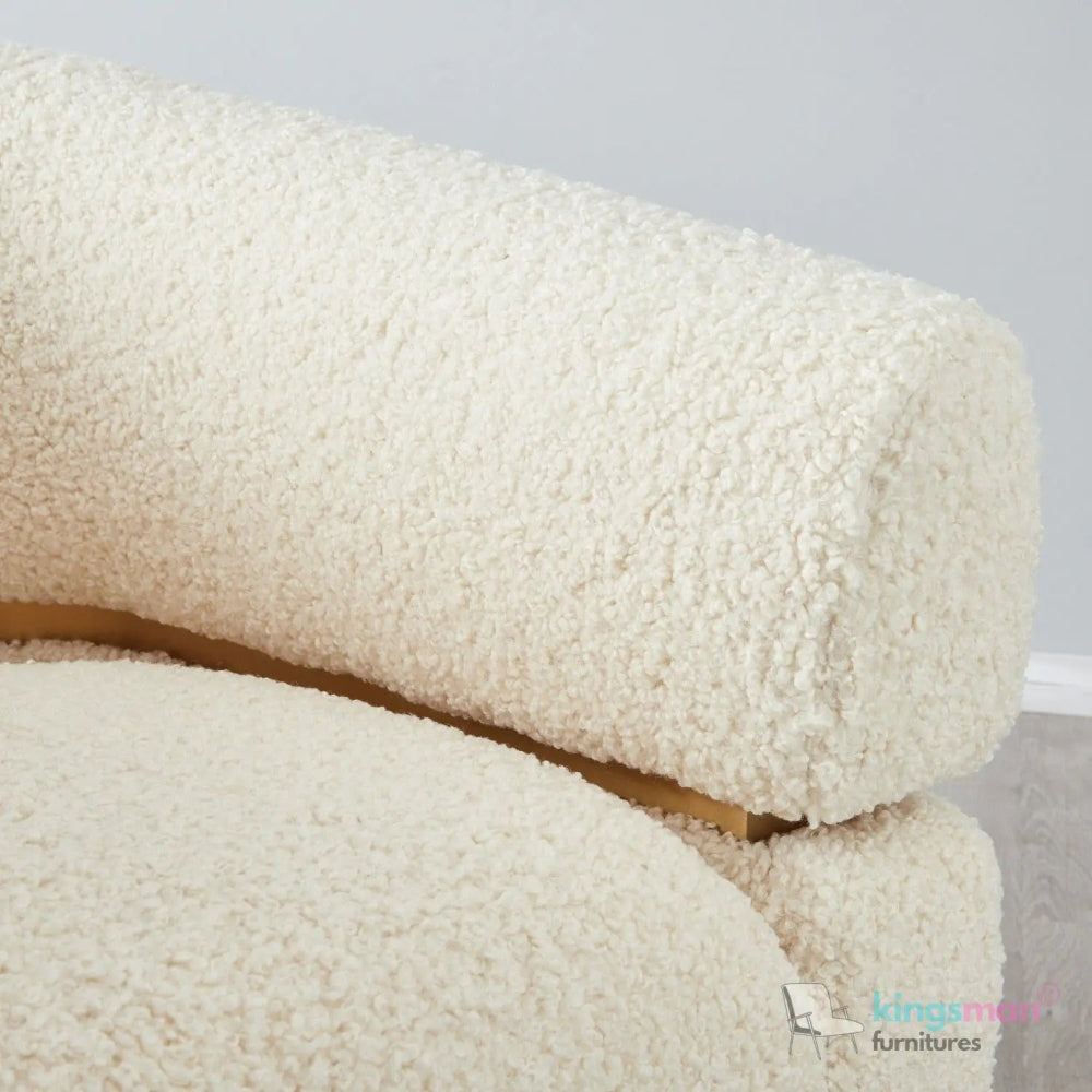 Krillin Shearling Tub Chair - Cream Upholstered with Gold Stainless Steel Accent Kingsman Furnitures