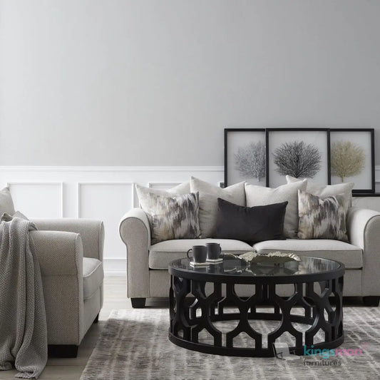 Livia 3-Seater Sofa - Classic Lawson Design in Ash Grey Fabric with Rolled Arms Kingsman Furnitures
