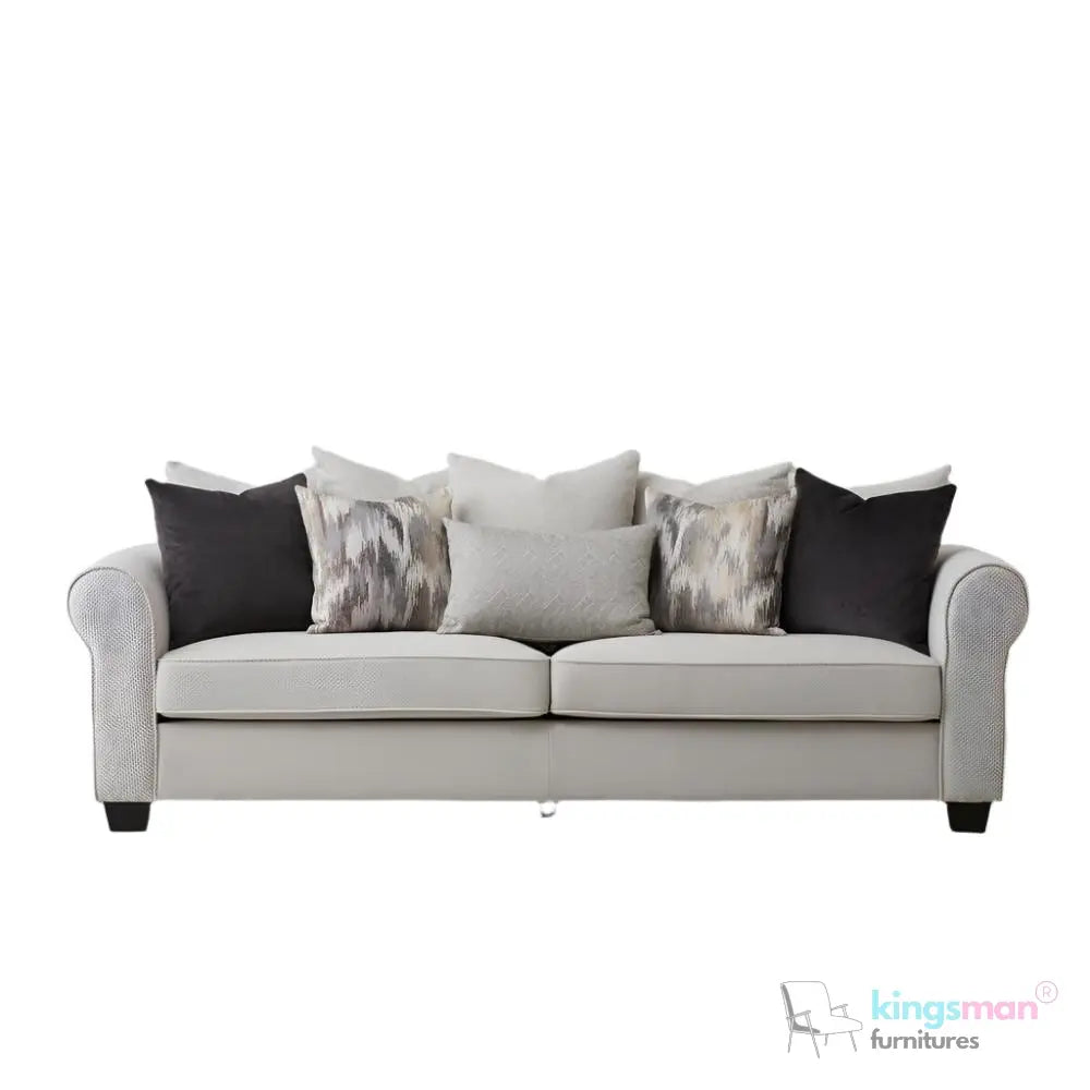 Livia 3-Seater Sofa - Classic Lawson Design in Ash Grey Fabric with Rolled Arms Kingsman Furnitures