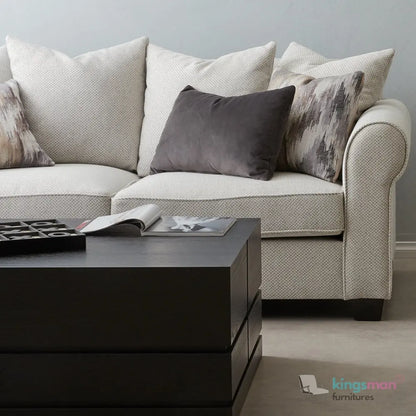 Livia 3-Seater Sofa - Classic Lawson Design in Ash Grey Fabric with Rolled Arms Kingsman Furnitures