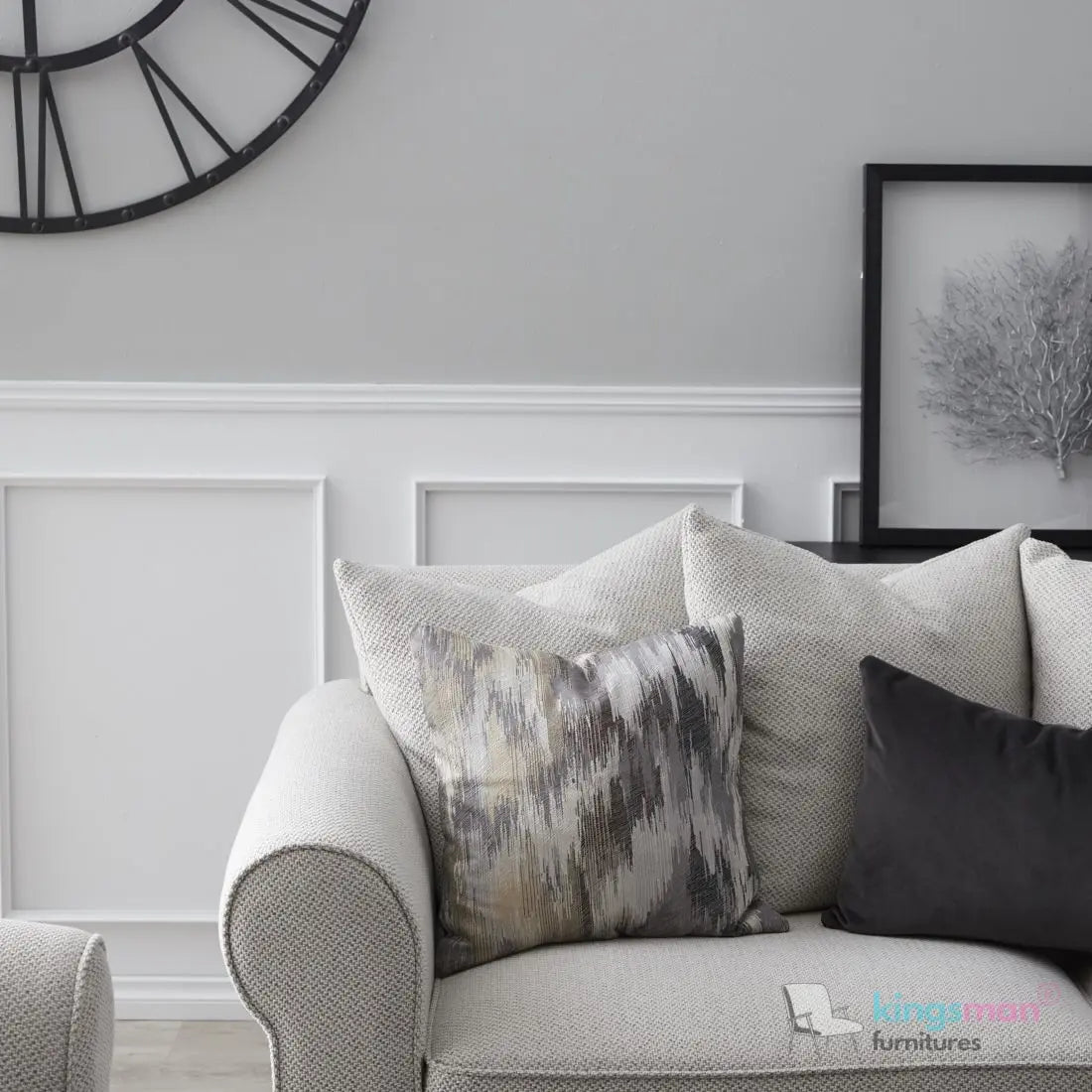 Livia 3-Seater Sofa - Classic Lawson Design in Ash Grey Fabric with Rolled Arms Kingsman Furnitures