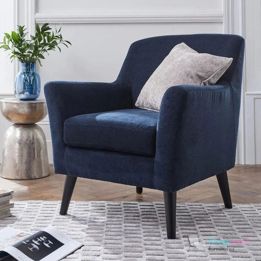Malta Accent Chair - Compact Armchair with Splayed Arms and Teak Wood Legs | Customisable Fabric Options Kingsman Furnitures