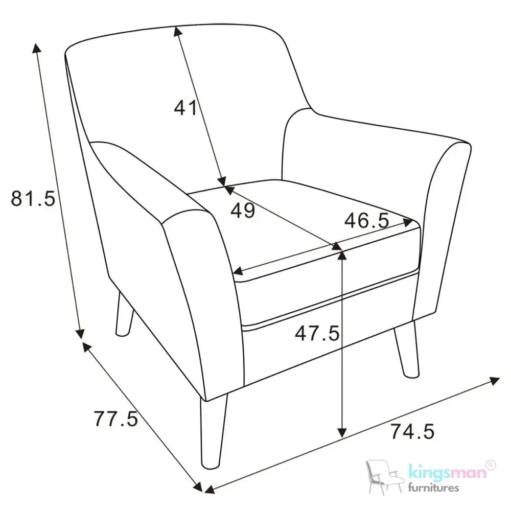 Malta Accent Chair - Compact Armchair with Splayed Arms and Teak Wood Legs | Customisable Fabric Options Kingsman Furnitures