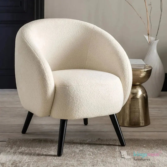 Mylo Accent Chair - Curved Design with Teak Wood Legs Kingsman Furnitures