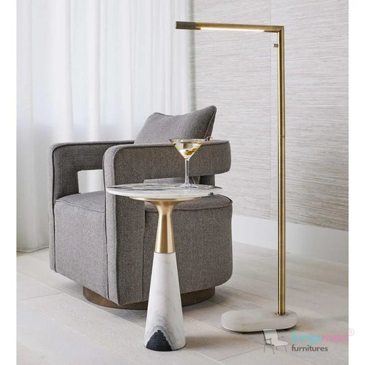 Nixon Swivel Chair - Grey Textured Fabric with Weathered Hardwood Base Kingsman Furnitures