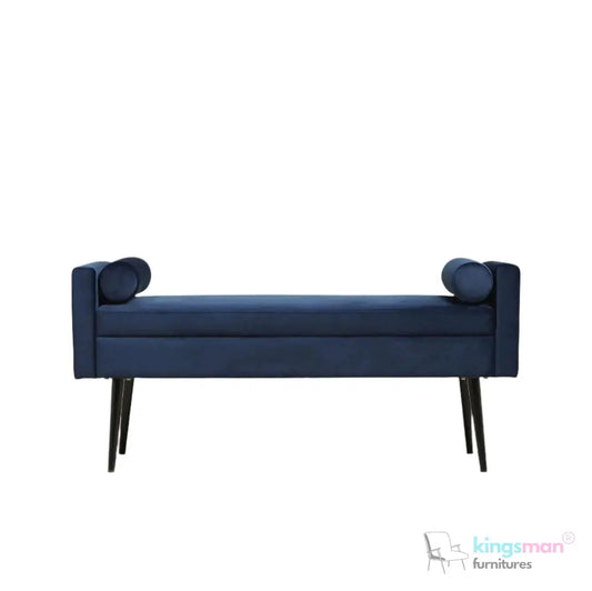 Rosie Upholstered Bench - Contemporary Bench with Cylindrical Cushions and Black Feet | Bedroom or Living Room Seating Kingsman Furnitures