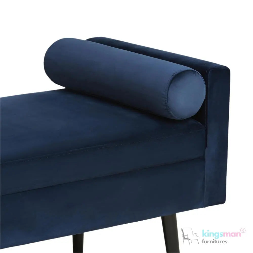 Rosie Upholstered Bench - Contemporary Bench with Cylindrical Cushions and Black Feet | Bedroom or Living Room Seating Kingsman Furnitures