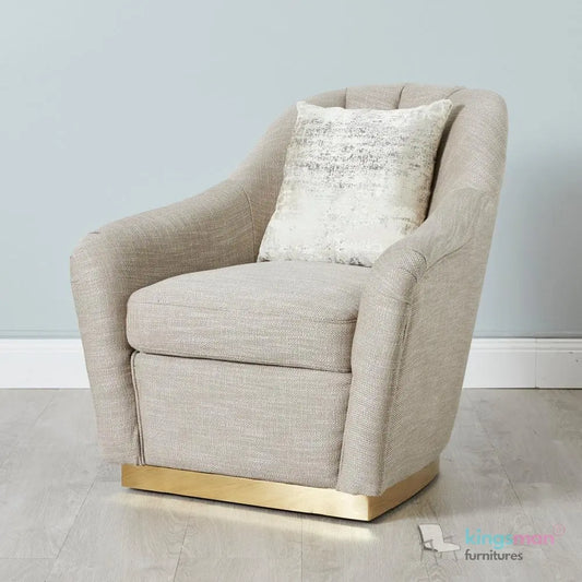 Sherpa Golden Brown Woven Fabric Occasional Chair – Modern Design with Stainless Steel Legs Kingsman Furnitures