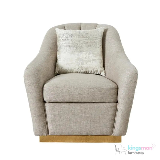 Sherpa Golden Brown Woven Fabric Occasional Chair – Modern Design with Stainless Steel Legs Kingsman Furnitures
