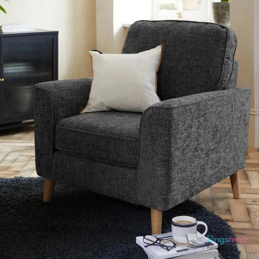 Stanley Accent Chair - Soft-Sit Turnable Cushion Chair with Teak Wood Frame | Family Lounging Chair Kingsman Furnitures