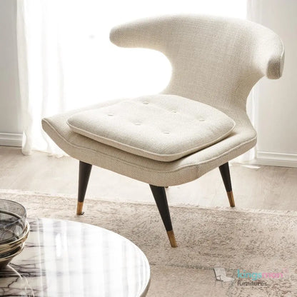 Tarrington Woven Fabric Chair – Modern Art Deco Design with Teak Wood Legs Kingsman Furnitures