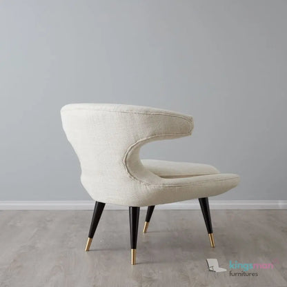 Tarrington Woven Fabric Chair – Modern Art Deco Design with Teak Wood Legs Kingsman Furnitures