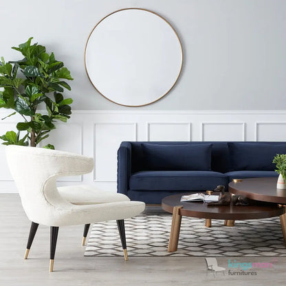 Tarrington Woven Fabric Chair – Modern Art Deco Design with Teak Wood Legs Kingsman Furnitures