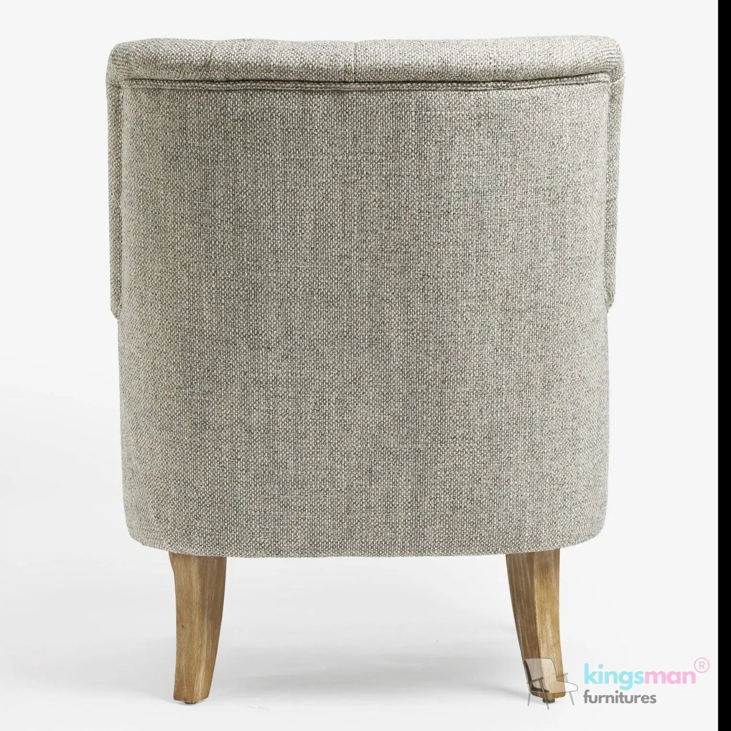Walter Upholstered Chair - Buttoned Back Modern Country Armchair with Turned Teak Wood Legs Kingsman Furnitures