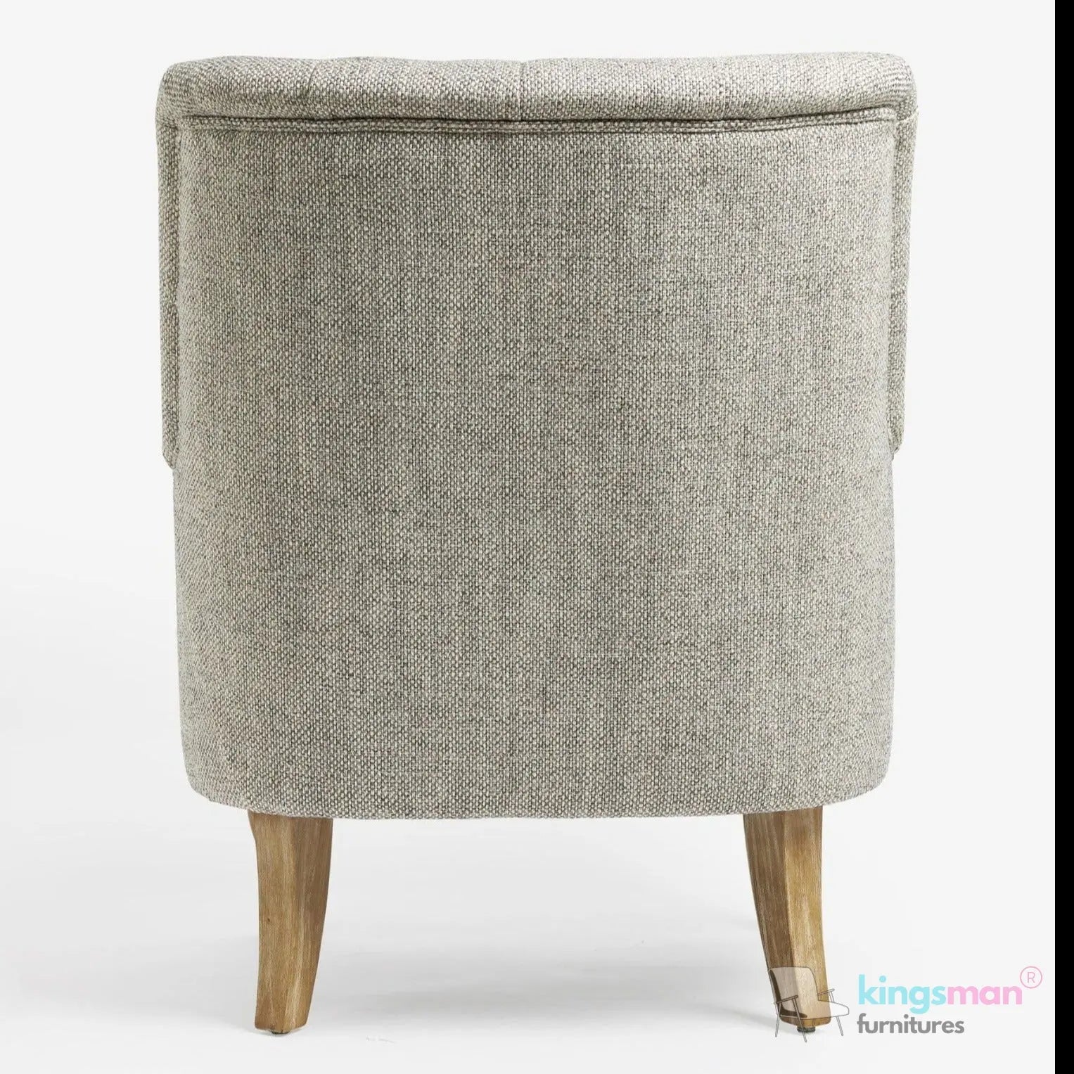 Walter Upholstered Chair - Buttoned Back Modern Country Armchair with Turned Teak Wood Legs Kingsman Furnitures