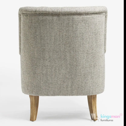 Walter Upholstered Chair - Buttoned Back Modern Country Armchair with Turned Teak Wood Legs Kingsman Furnitures