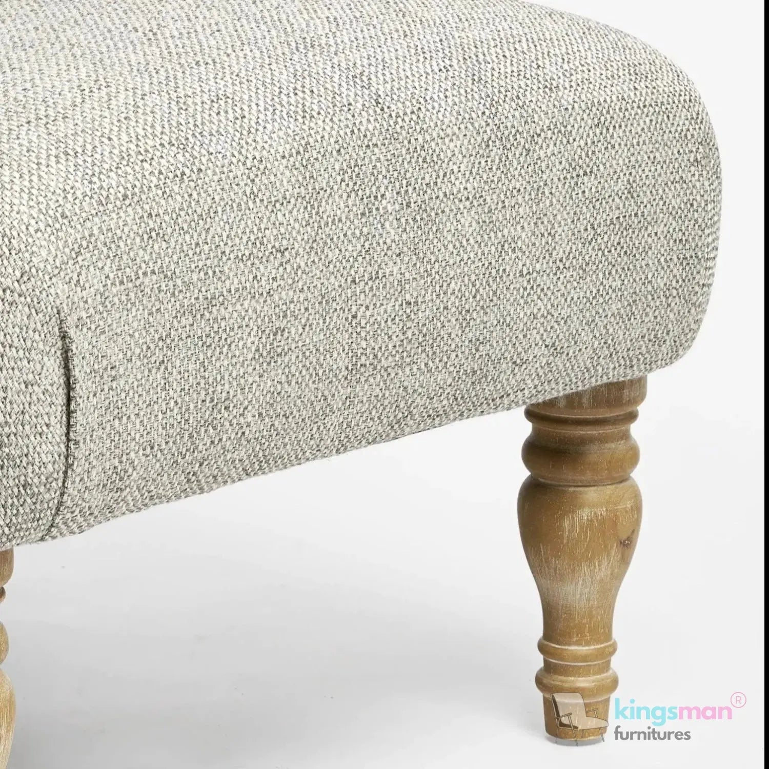Walter Upholstered Chair - Buttoned Back Modern Country Armchair with Turned Teak Wood Legs Kingsman Furnitures