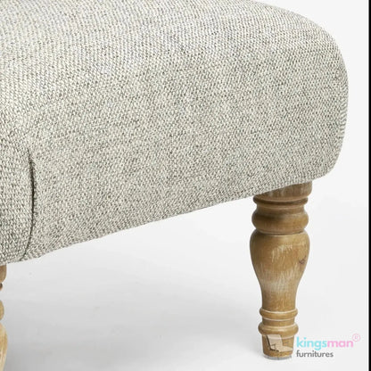Walter Upholstered Chair - Buttoned Back Modern Country Armchair with Turned Teak Wood Legs Kingsman Furnitures