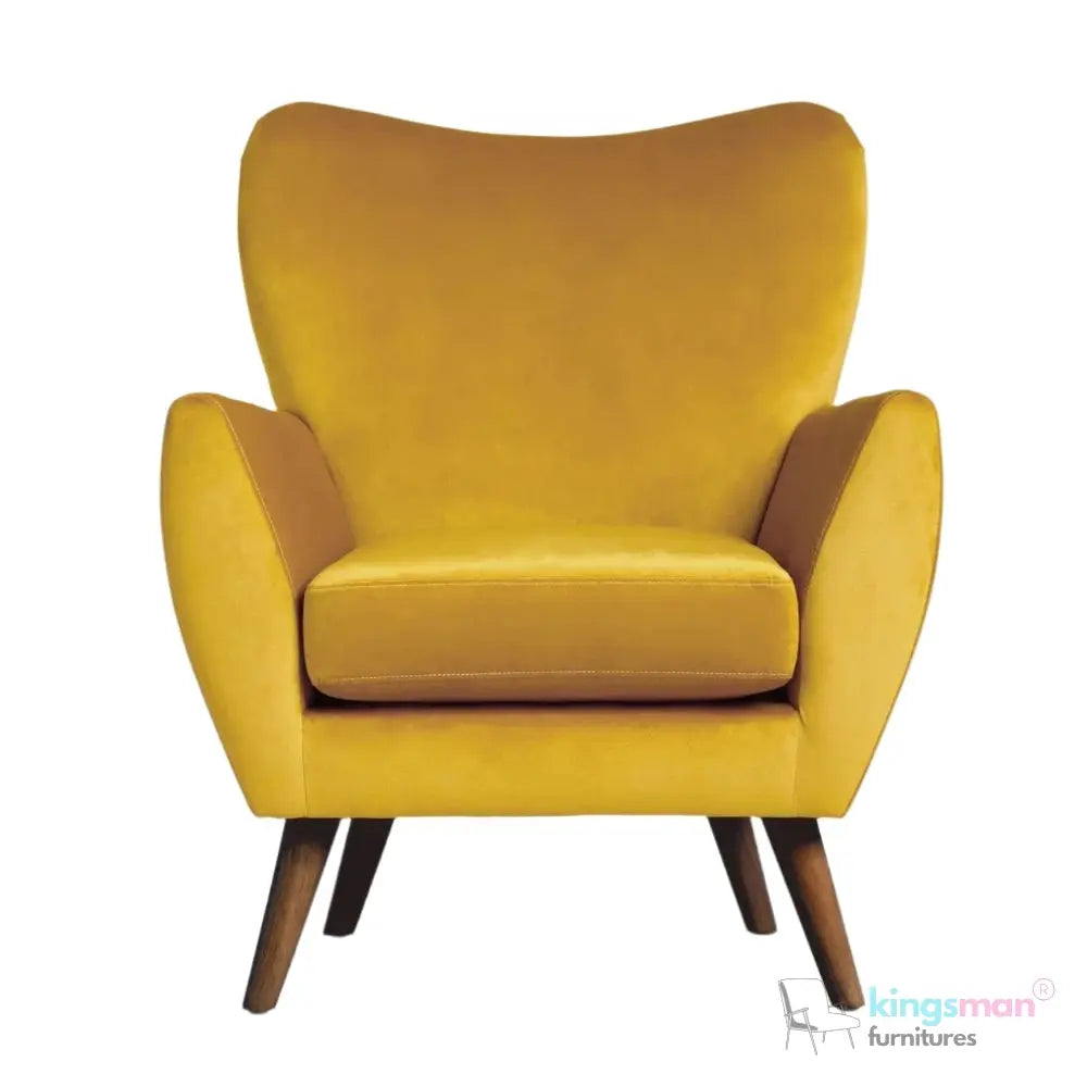 "Wills Winged Accent Chair - High Backrest with Teak Wood Legs and Multiple Fabric Options Kingsman Furnitures