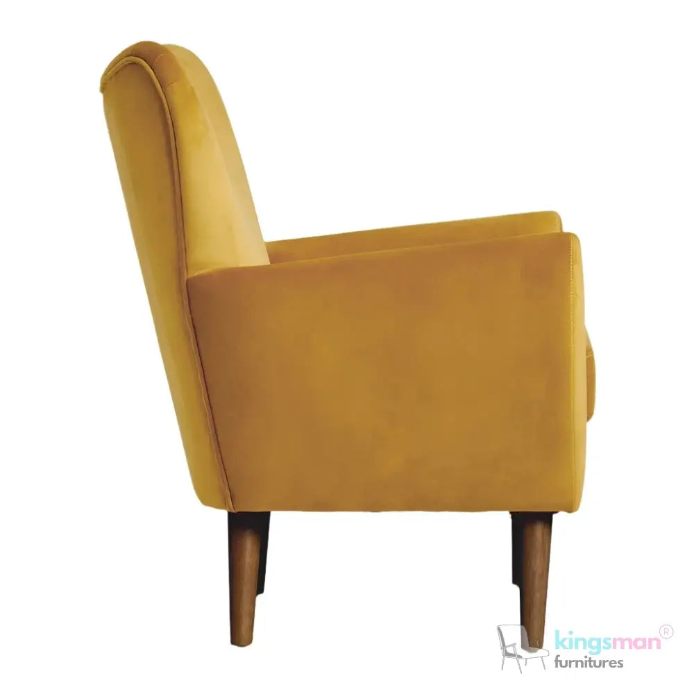"Wills Winged Accent Chair - High Backrest with Teak Wood Legs and Multiple Fabric Options Kingsman Furnitures