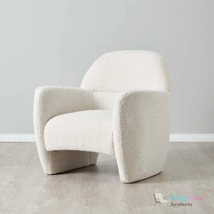 Alfa Cream Bouclé Accent Chair – Modern Design with Lumbar Cut - Out and Floating Seat - Kingsman Furnitures