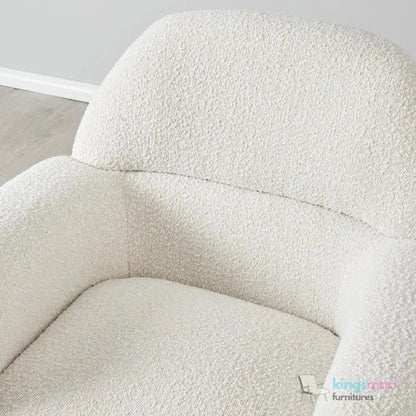 Alfa Cream Bouclé Accent Chair – Modern Design with Lumbar Cut - Out and Floating Seat - Kingsman Furnitures