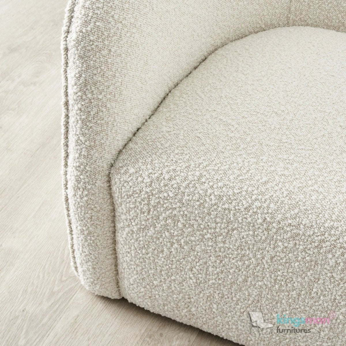 Andy Cream Bouclé Arm Chair – Contemporary Modern Design with Solid Wood Frame and Webbing Suspension - Kingsman Furnitures
