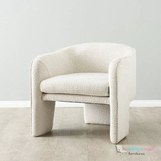 Asther Cream Bouclé Armchair – Contemporary Design with Plush Comfort and Elegant Texture - Kingsman Furnitures