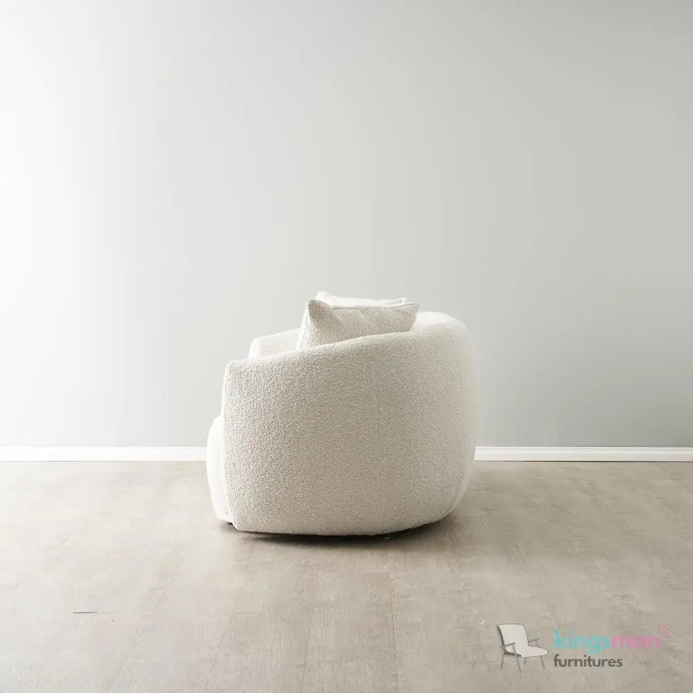 Everbe Cream Boucle Curve 2 Seater Sofa - Luxurious Comfort - Kingsman Furnitures