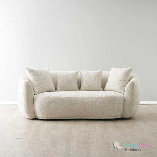 Everbe Cream Boucle Curve 2 Seater Sofa - Luxurious Comfort - Kingsman Furnitures