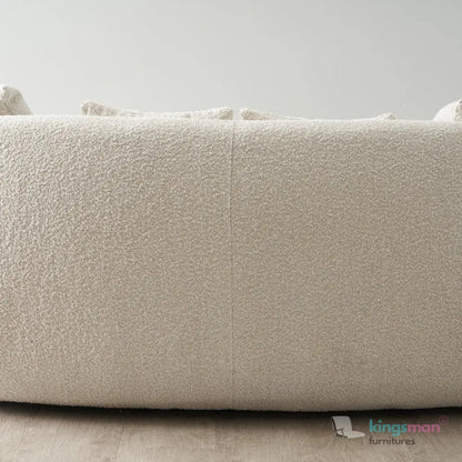 Everbe Cream Boucle Curve 2 Seater Sofa - Luxurious Comfort - Kingsman Furnitures