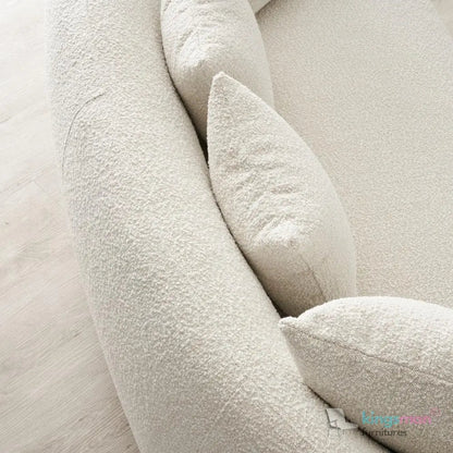 Everbe Cream Boucle Curve 2 Seater Sofa - Luxurious Comfort - Kingsman Furnitures