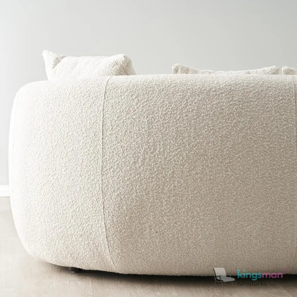 Everbe Cream Boucle Curve 2 Seater Sofa - Luxurious Comfort - Kingsman Furnitures