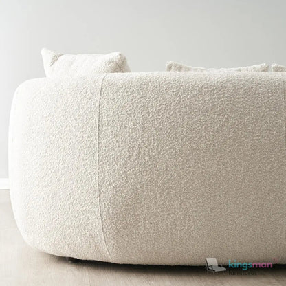 Everbe Cream Boucle Curve 2 Seater Sofa - Luxurious Comfort - Kingsman Furnitures