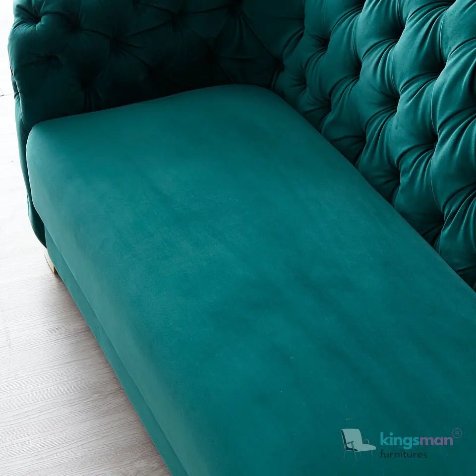 Kate Emerald Green Velvet Chesterfield Sofa - Luxurious Design - Kingsman Furnitures