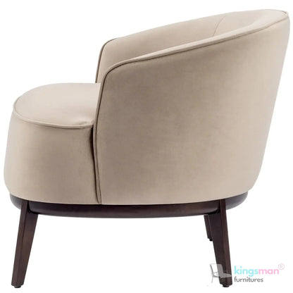 Kate Maple Velvet Armchair - Classic Design with Beech Wood Legs in Matte Eucalyptus Finish - Kingsman Furnitures