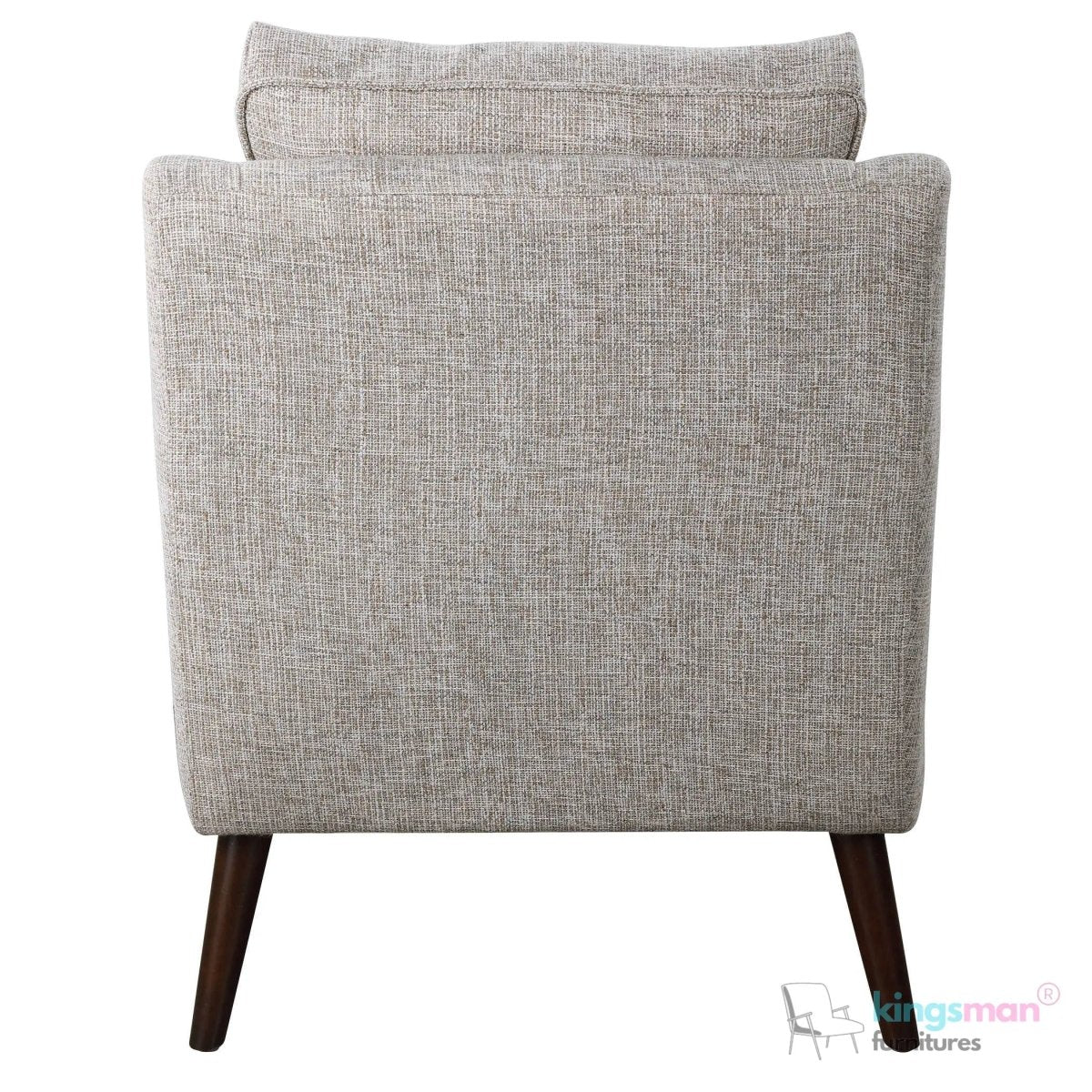 O'Brien Scandinavian Armchair - Stone Linen Blend with Dark Walnut Wood Legs - Kingsman Furnitures