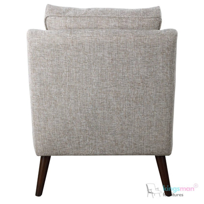 O'Brien Scandinavian Armchair - Stone Linen Blend with Dark Walnut Wood Legs - Kingsman Furnitures