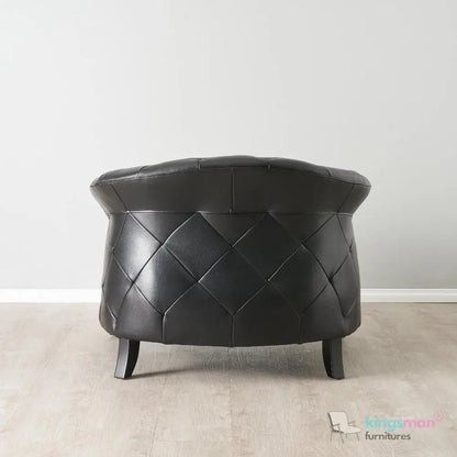 Regal Black Leatherite Tufted Single Seater - Stylish Comfort - Kingsman Furnitures