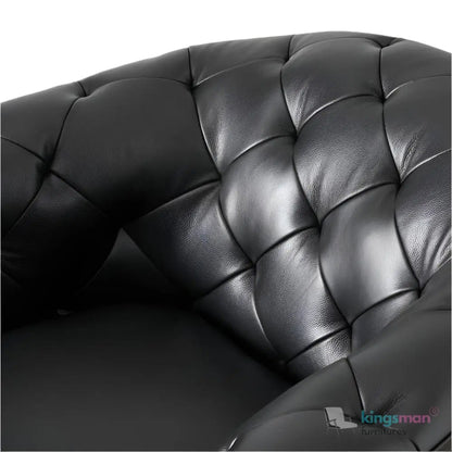 Regal Black Leatherite Tufted Single Seater - Stylish Comfort - Kingsman Furnitures