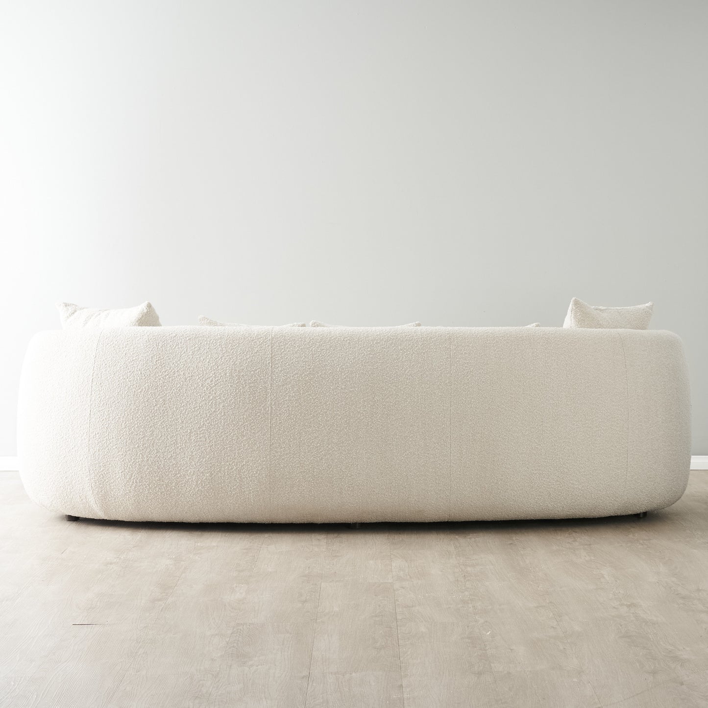 Everbe White Boucle 3 Seater Mid-Century Sofa