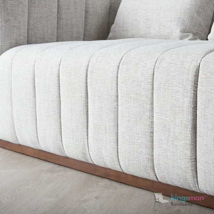 Storme 2 - Seater Sofa - Grey Textured Fabric with Classic Tuxedo Design - Kingsman Furnitures