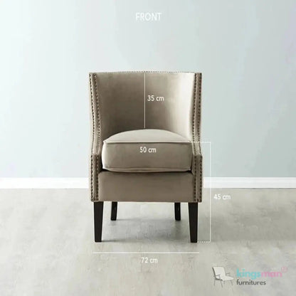 Vogue Beige Velvet Tub Chair - Classic Design with Teak Wood Legs - Kingsman Furnitures