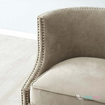 Vogue Beige Velvet Tub Chair - Classic Design with Teak Wood Legs - Kingsman Furnitures
